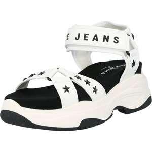 Pepe Jeans Páskové sandály 'GRUB' černá / bílá
