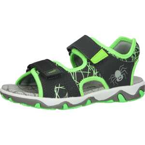 SUPERFIT Otevřená obuv 'Mike' svítivě zelená / černá / stříbrná