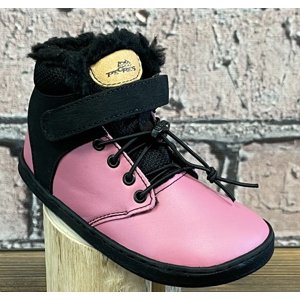 Pegres Barefoot BF40 Dětské zimní kotníkové boty růžové 27